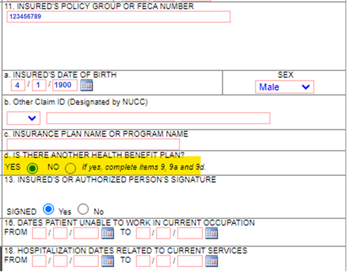 Secondary Billing Instructions